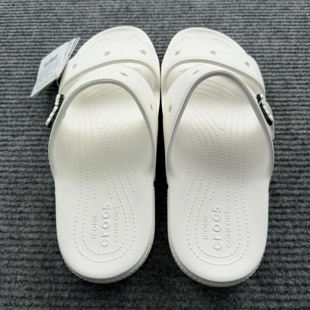 Crocs Classic Two-Strap Slide Sandals Solid White Men's Size 12 New With Tags